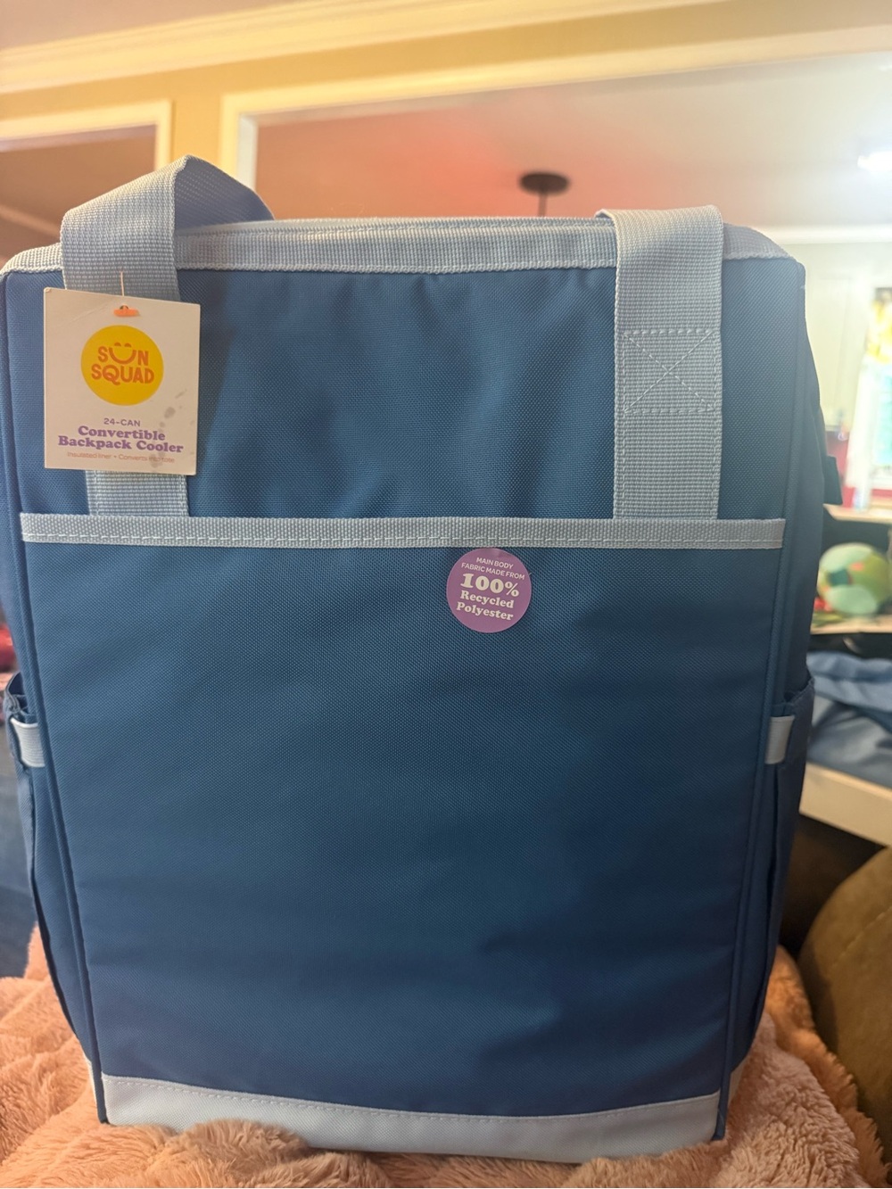 Sun Squad Blue Convertible Backpack Cooler - Navy/Light Blue